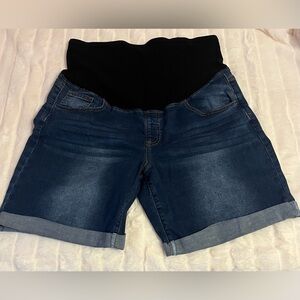Women's Denim Maternity Shorts - Black and Blue